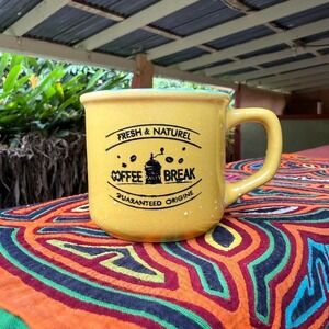 Coffee Break Yellow Ceramic Mug Printed Text Coffee Cup